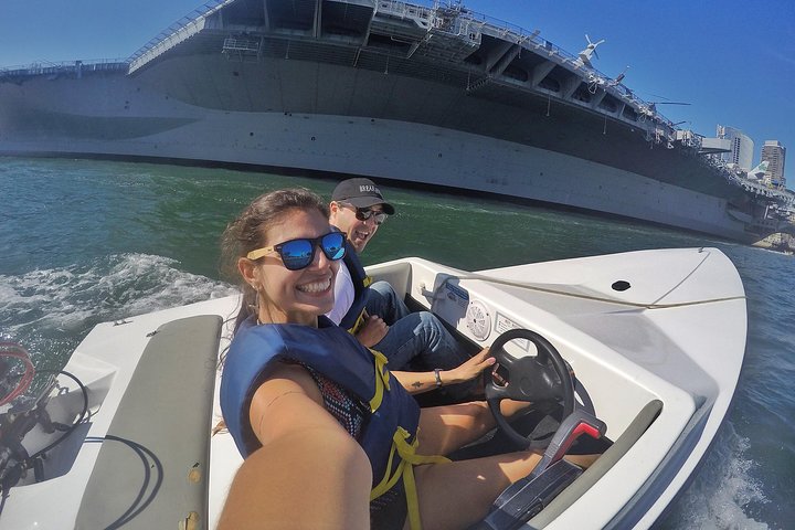 Exclusive: San Diego Harbor Speed Boat, Electric Scooter And USS Midway Tour